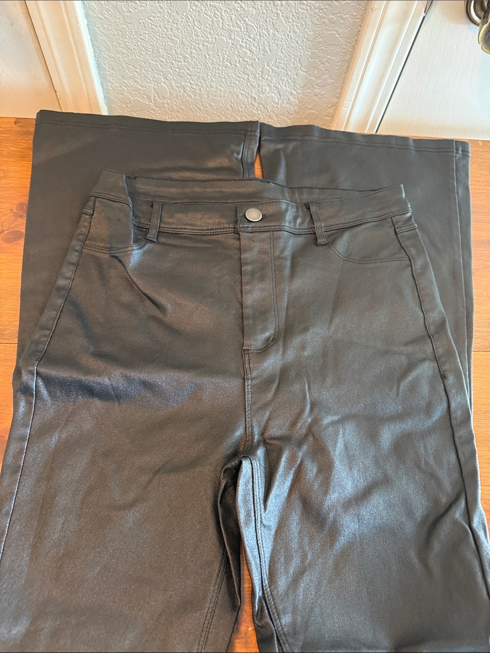 Windsor Black Faux Leather Boot Flare Pants